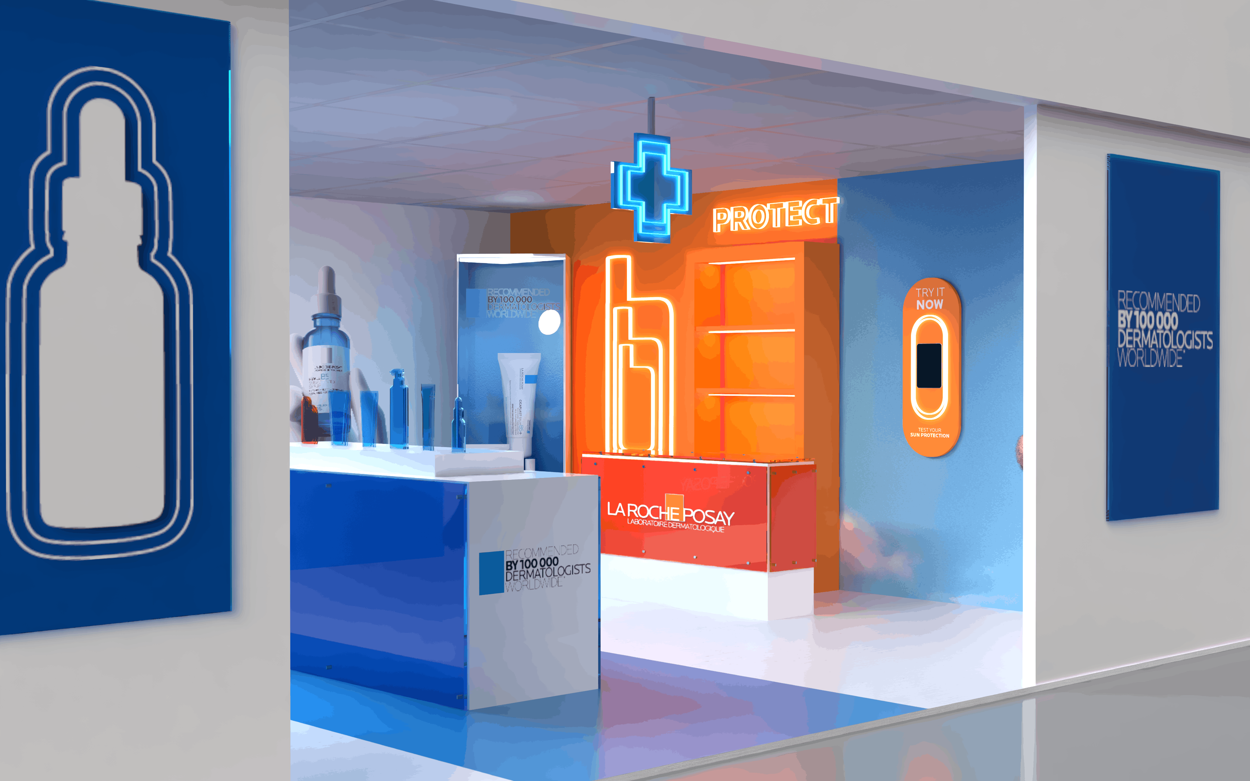 Rendering of the La Roche-Posay shop-in-shop storefront designed for Walmart