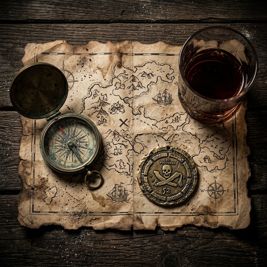 top-down view of a treasure map