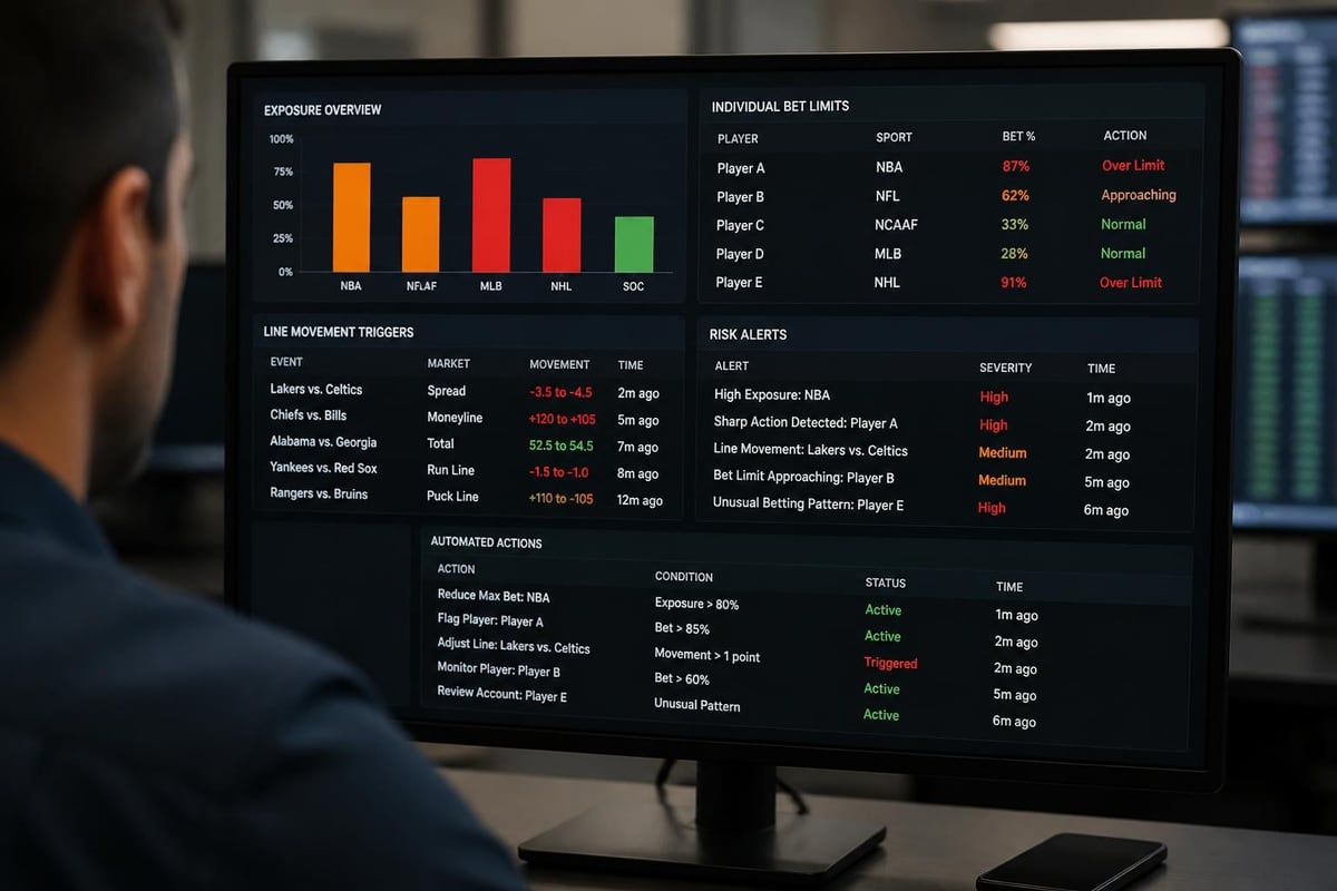 Sportsbook risk management dashboard