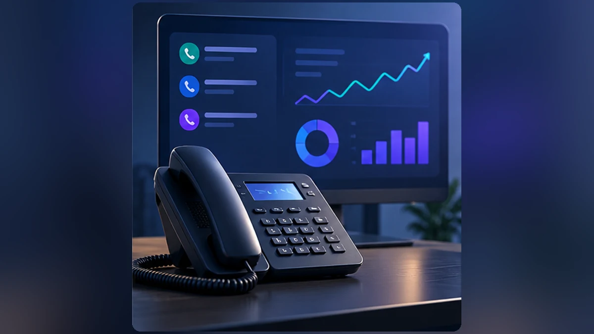 Call tracking analytics and reporting illustration, without people