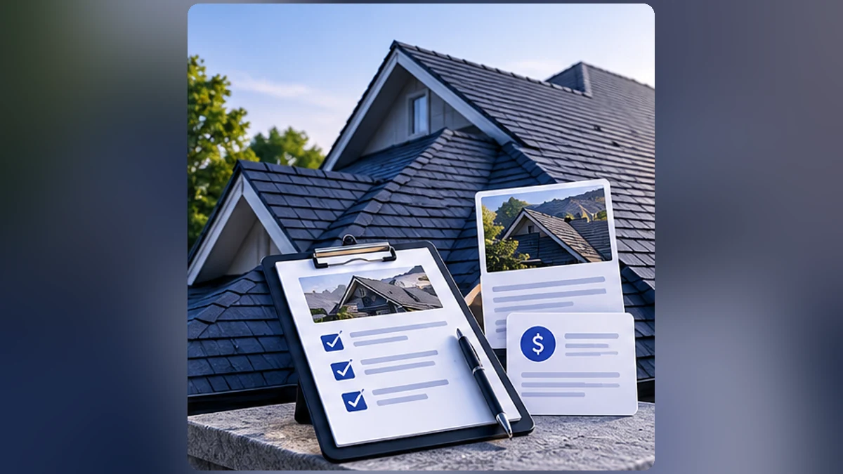 Roofing inspection and qualified estimate illustration without people