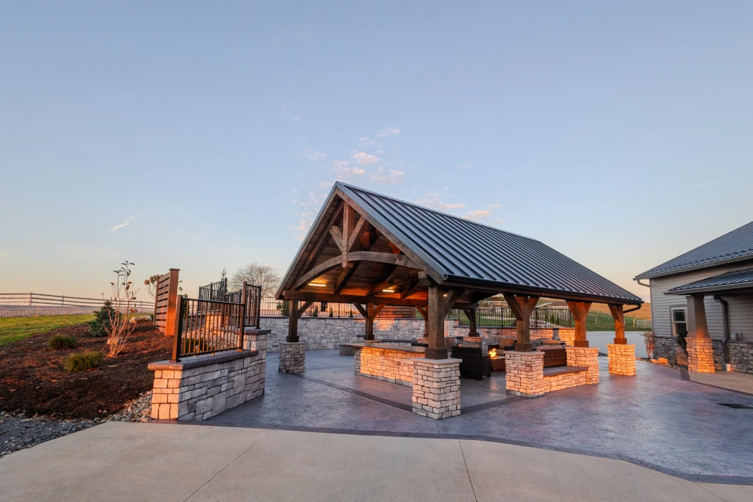 timber frame pavilion back of property