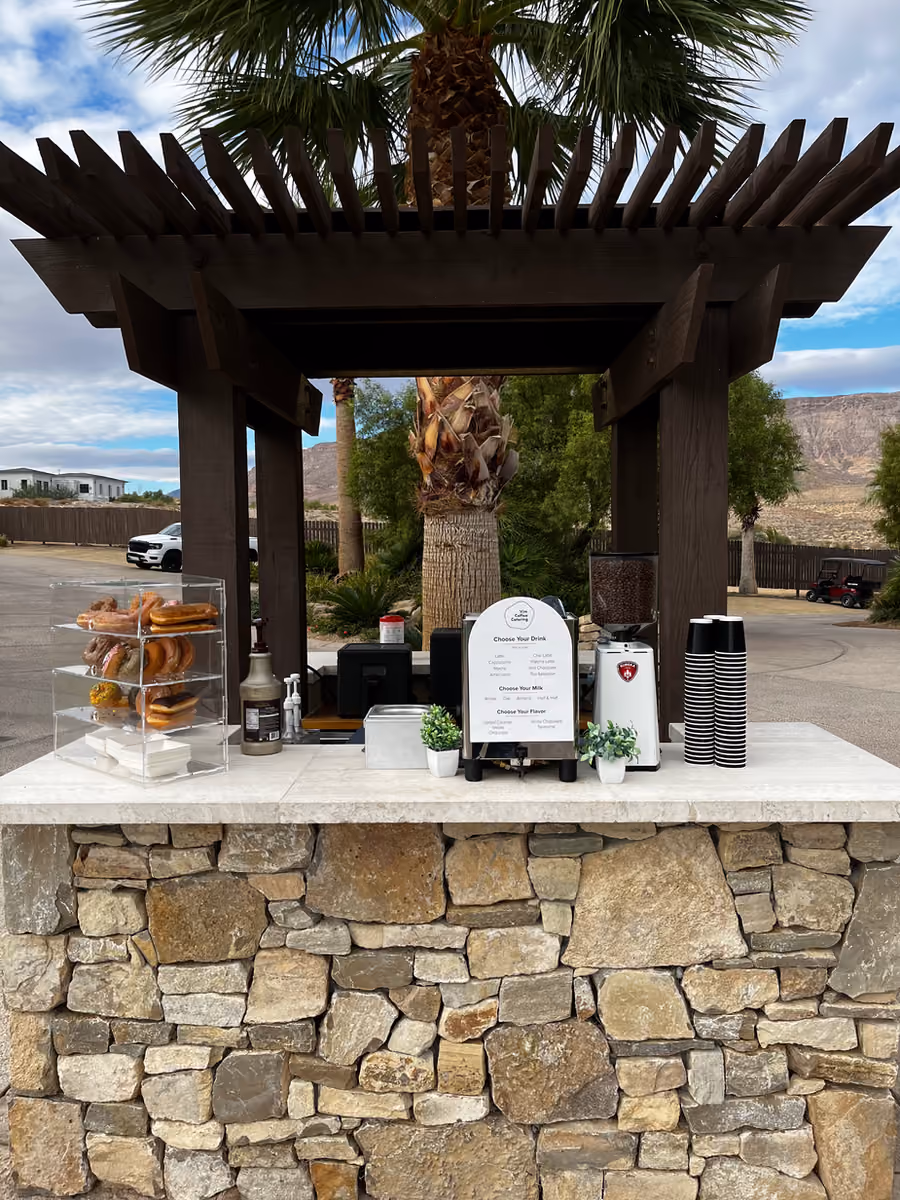 Vim Coffee Catering mobile espresso cart serving guests at a client event
