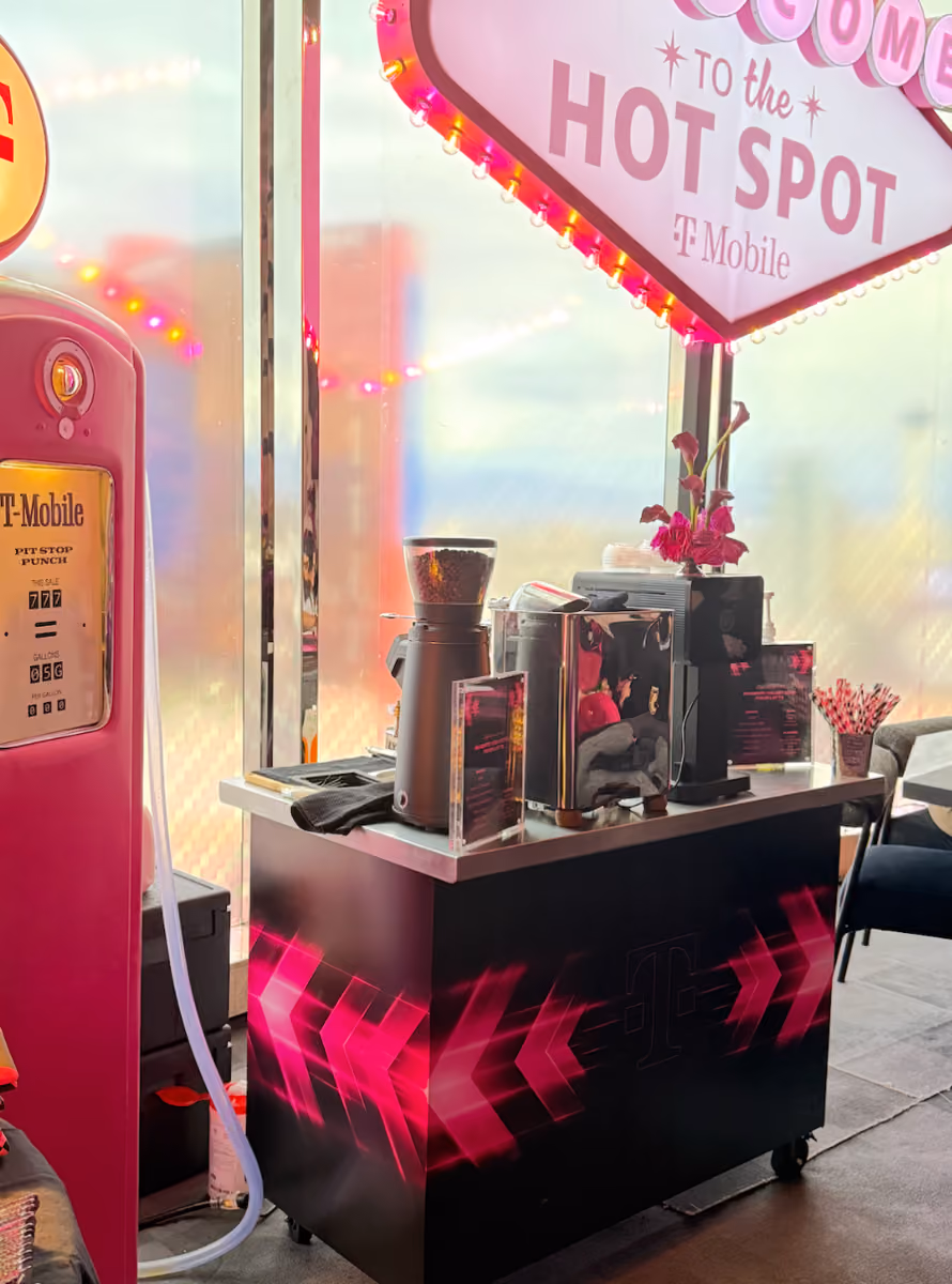 Vim Coffee Catering mobile espresso cart serving guests at a client event