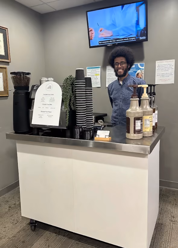 Vim Coffee Catering mobile espresso cart serving guests at a client event