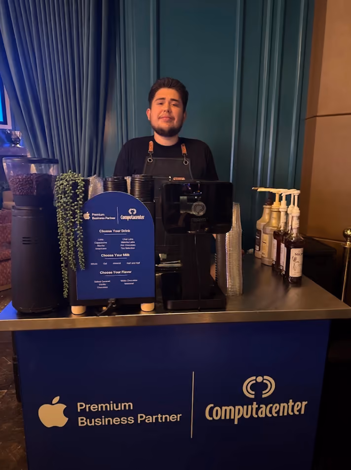 Vim Coffee Catering mobile espresso cart serving guests at a client event