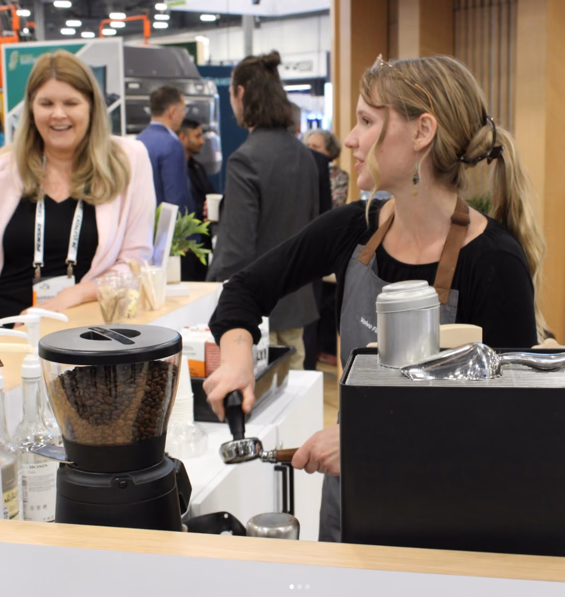 Vim Coffee Catering mobile espresso cart serving guests at a client event