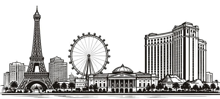 Line illustration of the Las Vegas Strip skyline