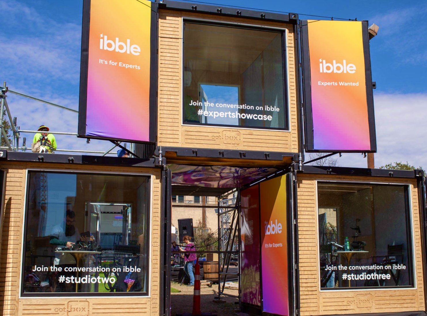 ootBoxes stacked as a branded commercial activation