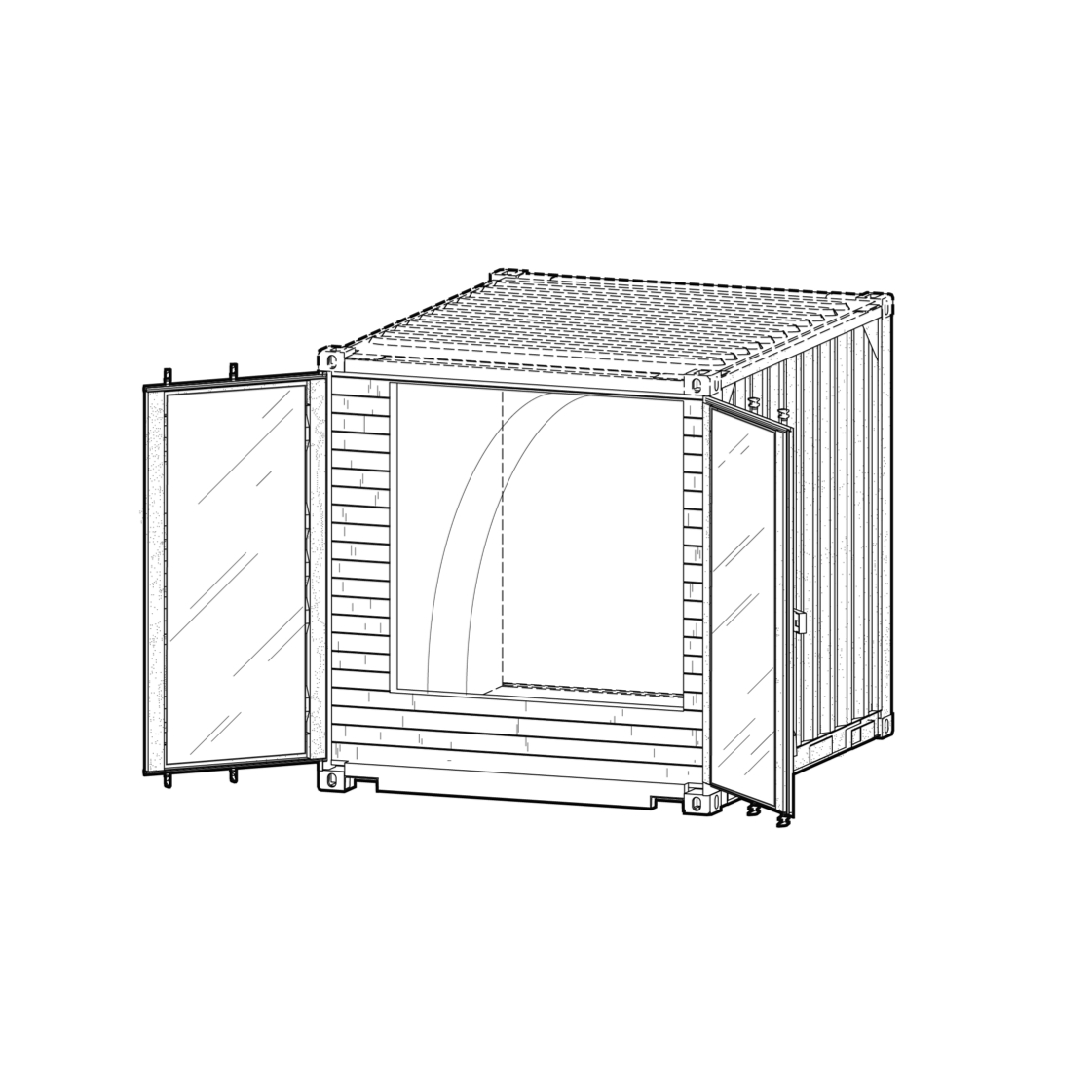 Patent drawing of the ootBox OG with doors open