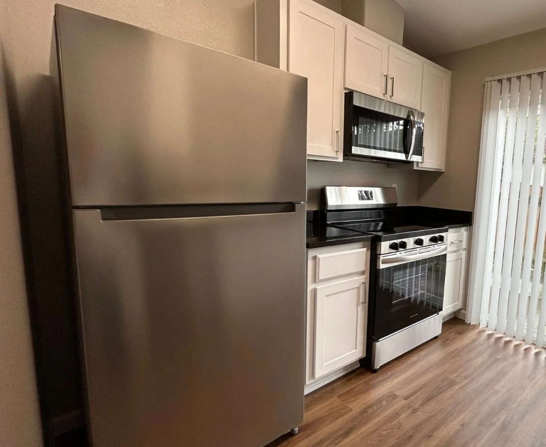 Kitchen with stainless steel appliances