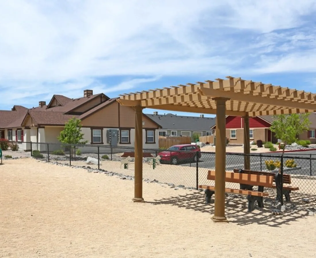 Bench with covered area on the exterior