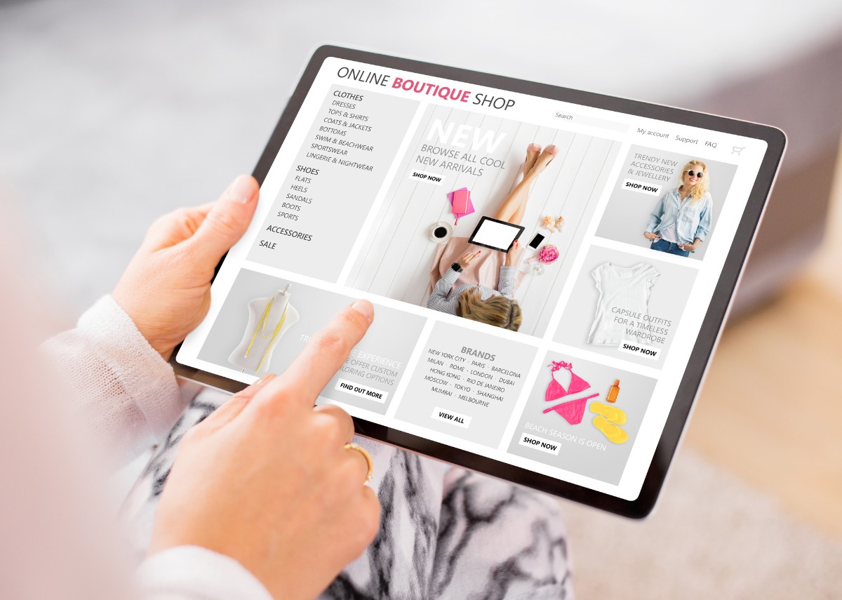 Shopping an e-commerce store on a tablet
