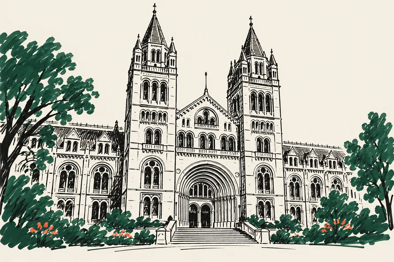 Marker-pen sketch of Natural History Museum London