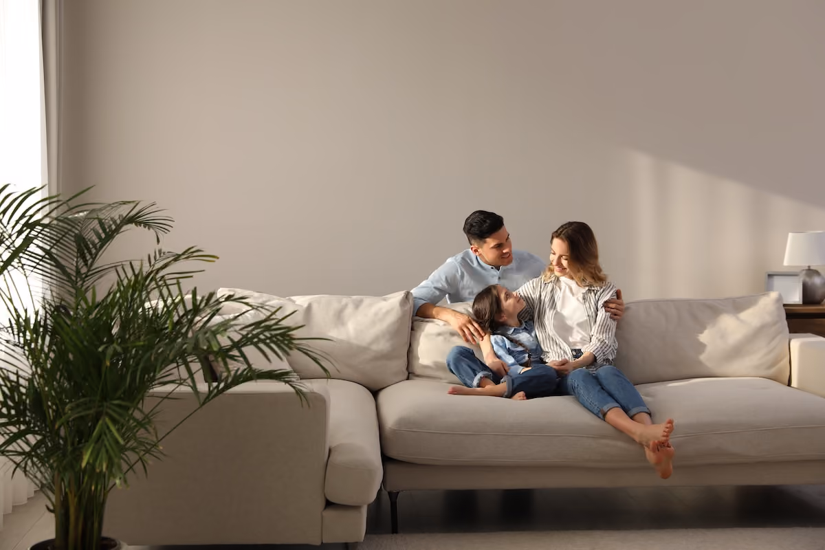 Couple sitting with kid