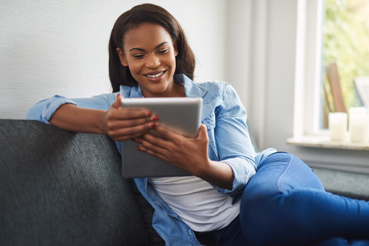 Woman working on ipad