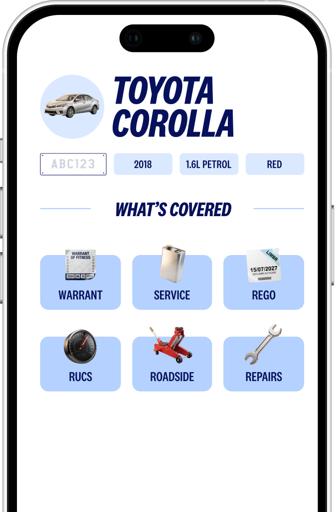 Phone showing a Toyota Corolla Limber dashboard