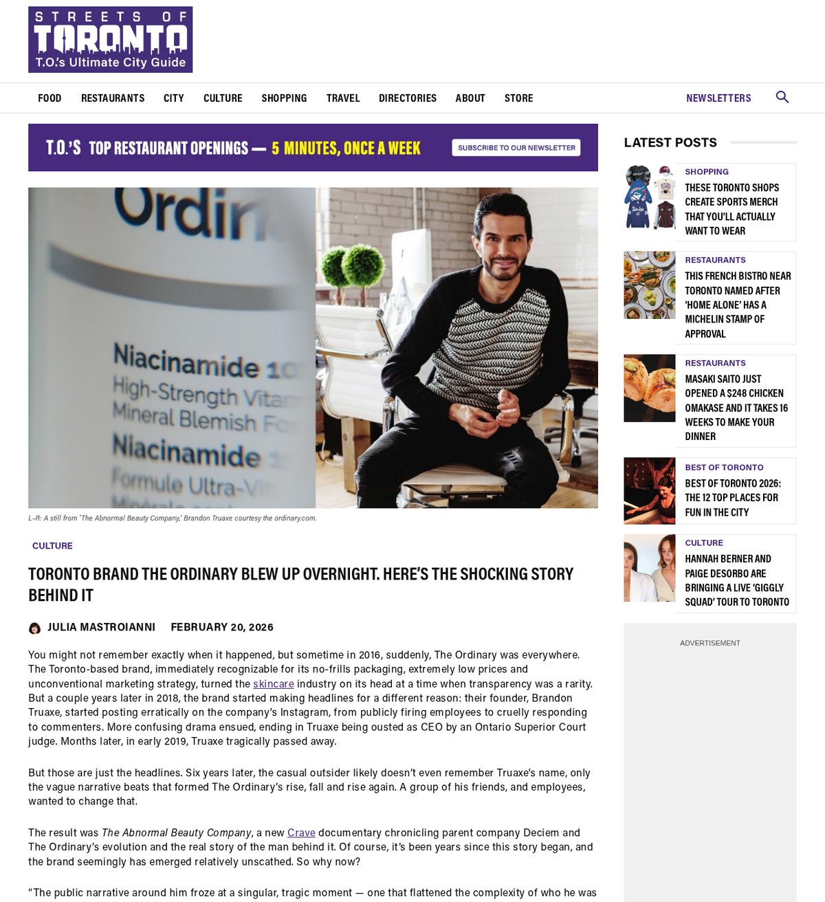 Streets of Toronto feature on The Abnormal Beauty Company and the story behind The Ordinary