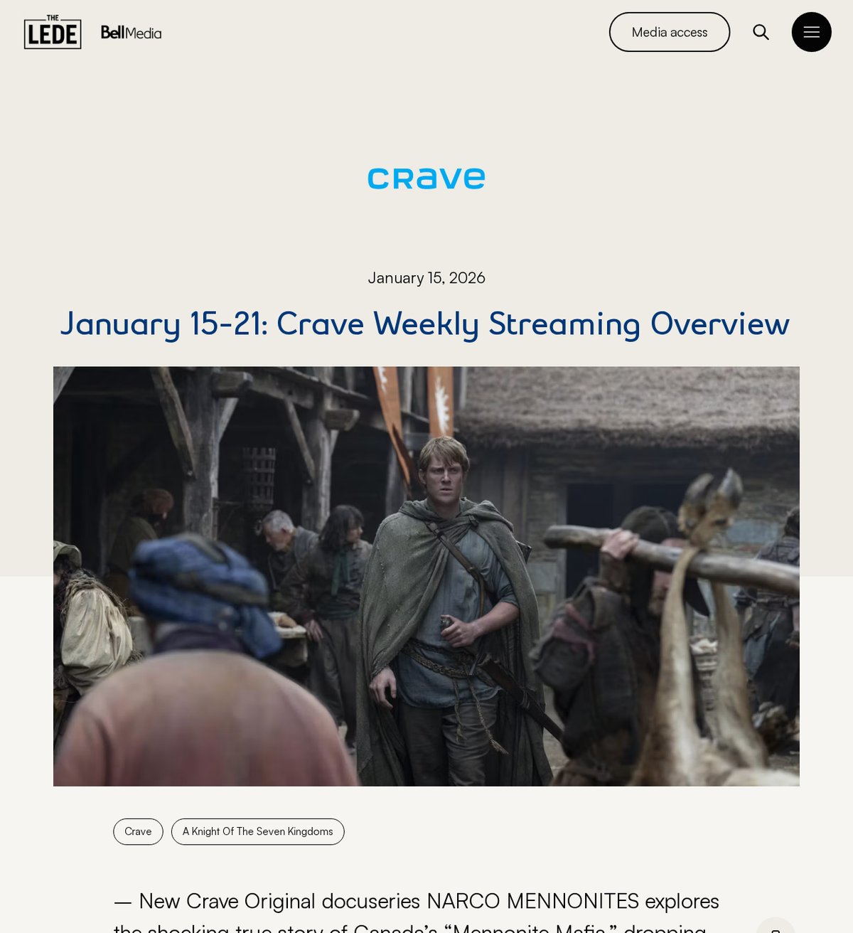 Bell Media press listing for The Abnormal Beauty Company January 19, 2026 Crave premiere