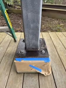 Taped off post base