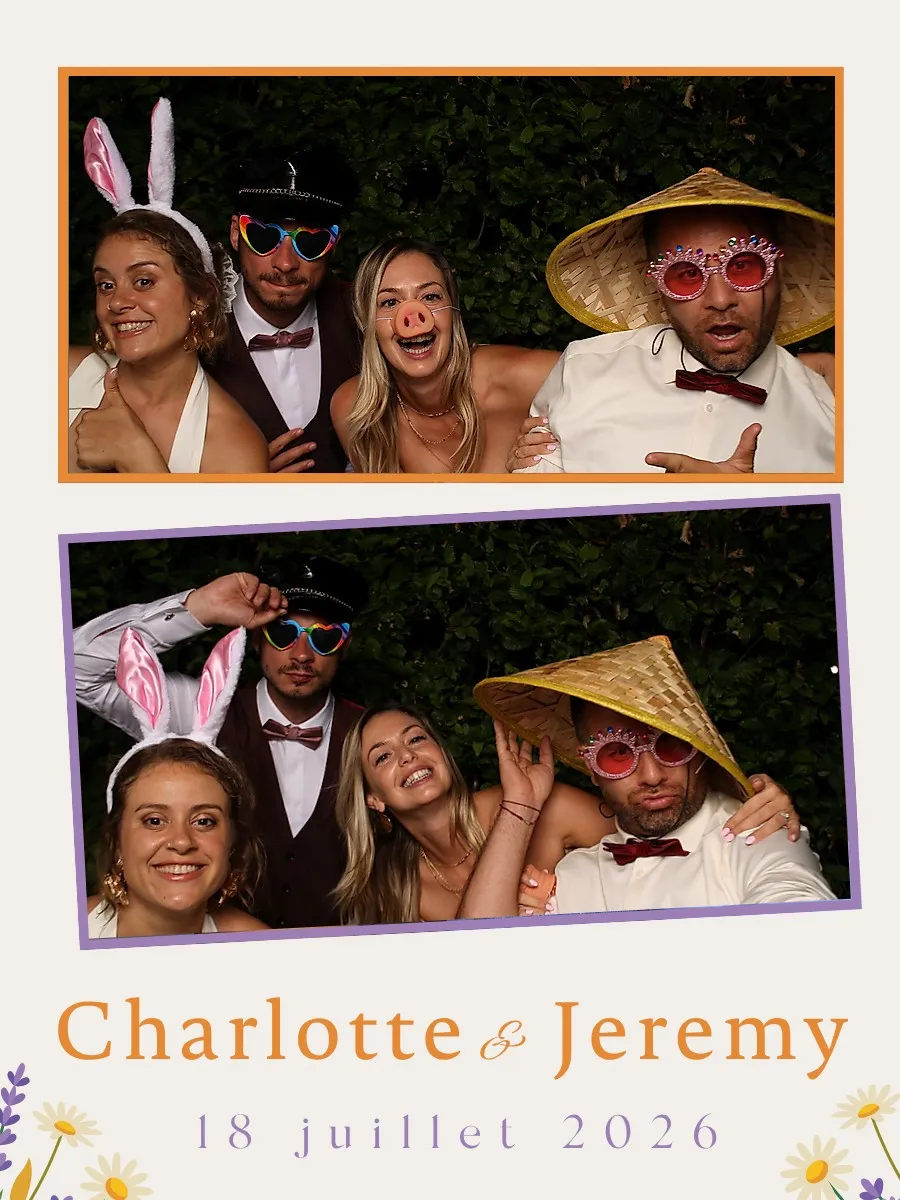 Tirage photobooth personnalisé du mariage de Charlotte & Jeremy