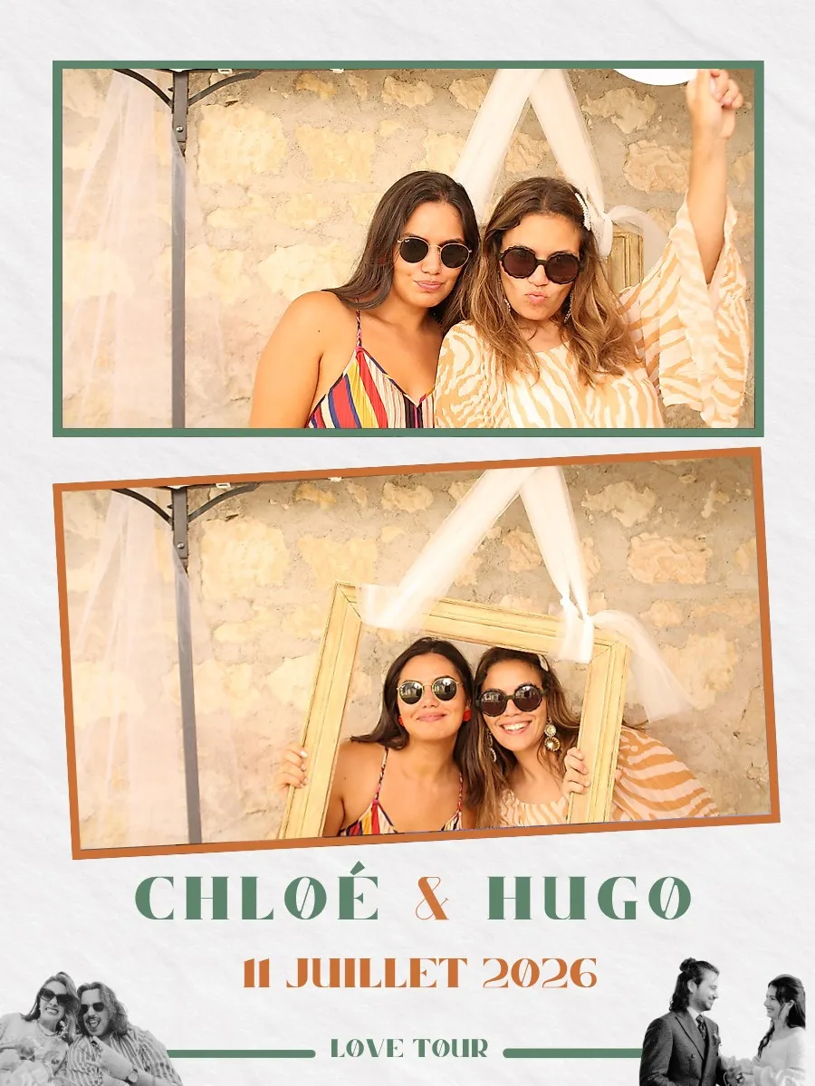 Tirage photobooth personnalisé du mariage de Chloé & Hugo