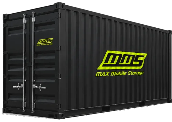 Max Mobile Storage 20′ High Cube shipping container in jet black