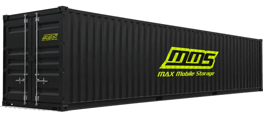 Max Mobile Storage 40′ High Cube shipping container in jet black