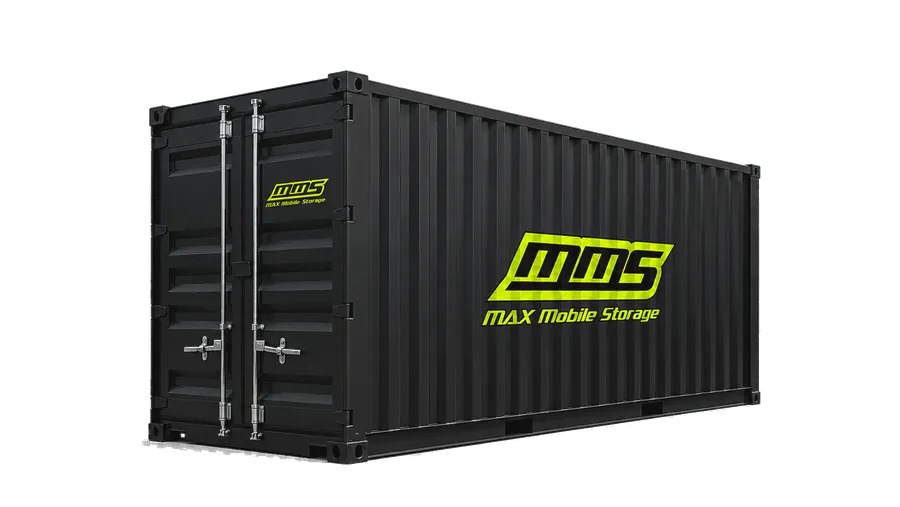 Twenty-foot Max Mobile Storage container unit on the Central Point lot