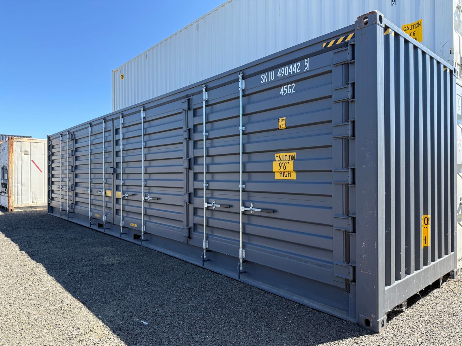Weather-ready steel storage container on a working site