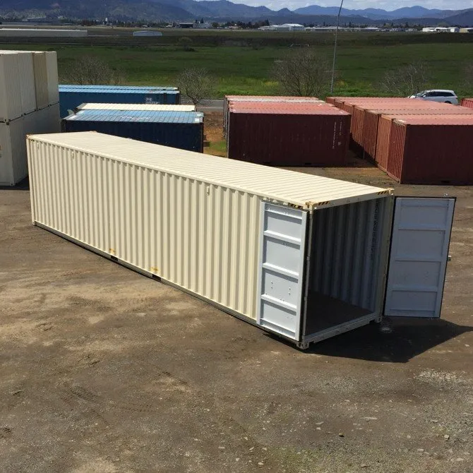 Storage container with both cargo doors open