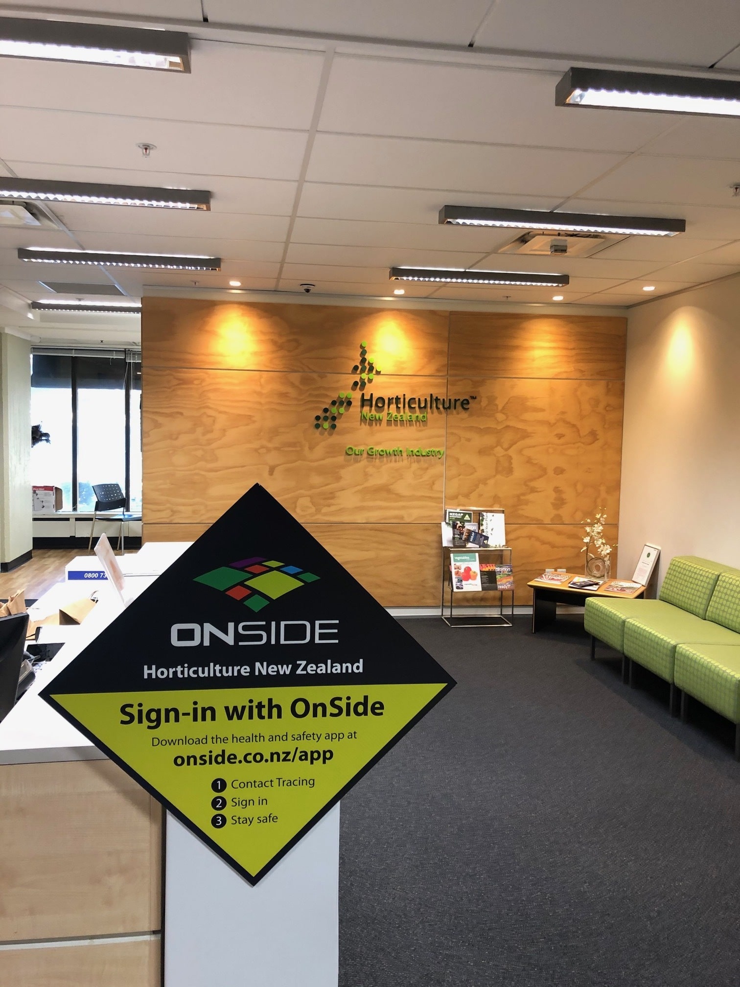 Onside sign at Horticulture New Zealand reception