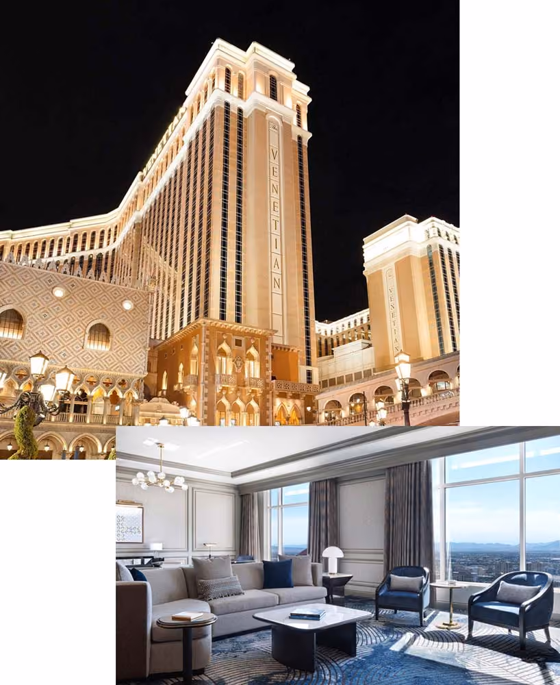 The Venetian Hotel with a snapshot of the Executive Billiards Suite hosted by Zaelab