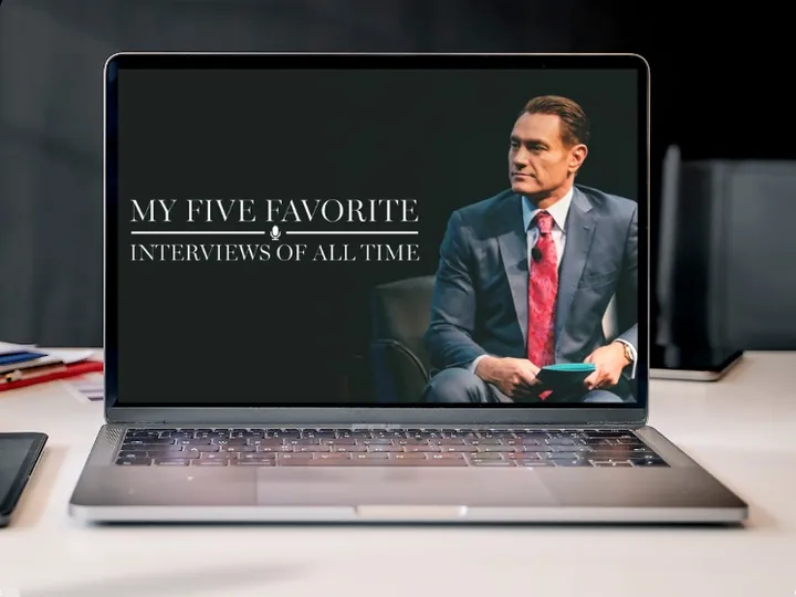 Darren's five favorite SUCCESS interviews on a laptop