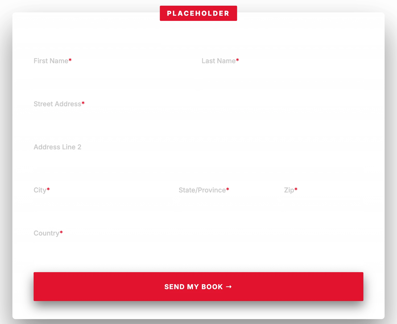 Placeholder: the shipping address form will go here