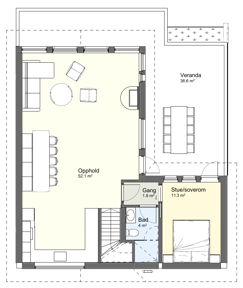Plantegning Fjellvarde 149, alternativ 1, 2. etasje