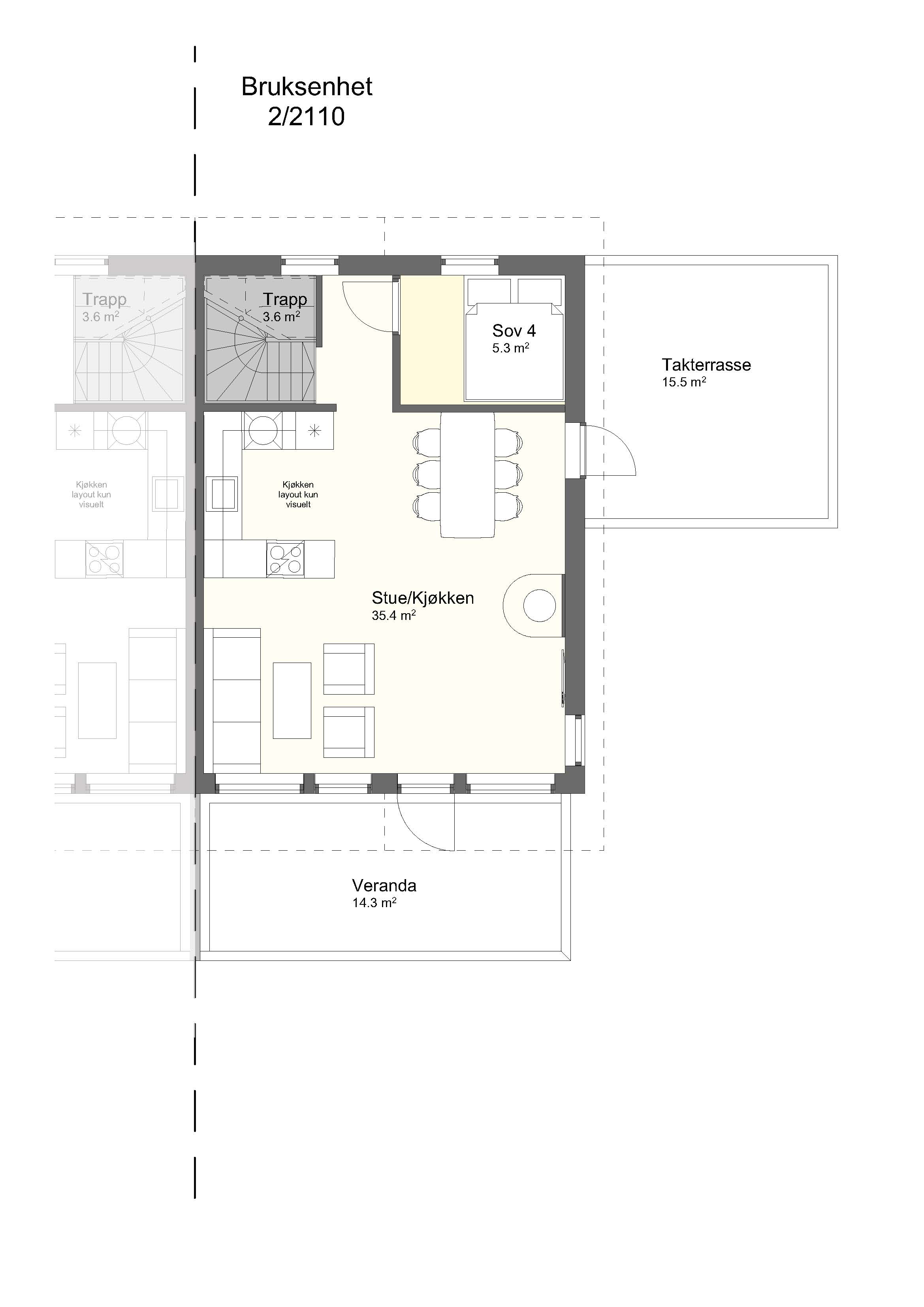 Plantegning tomt 6, bruksenhet 2/2110, 2. etasje