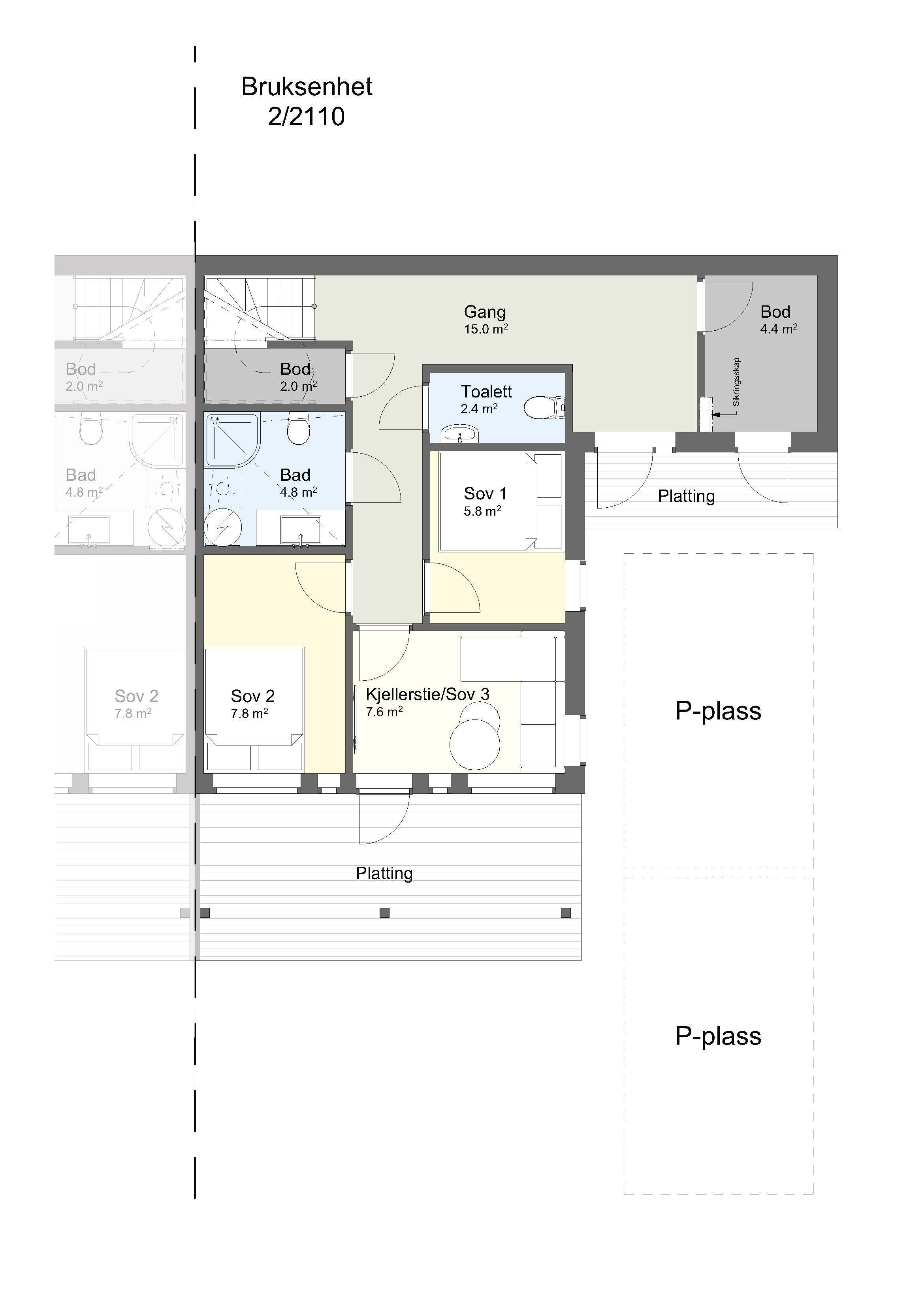 Plantegning tomt 6, bruksenhet 2/2110, 1. etasje