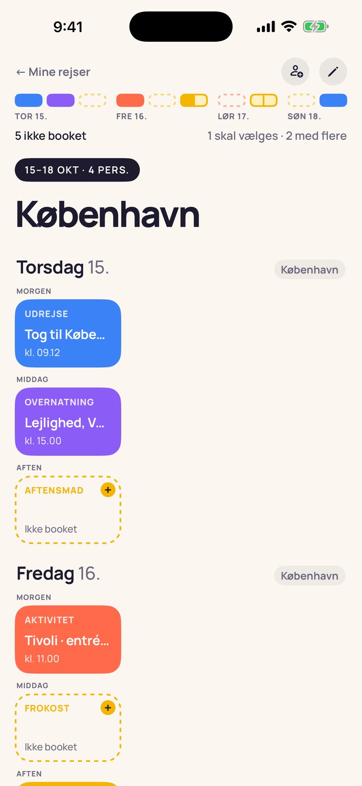 En hel tur i NotBooked med bookede planer og det, der stadig mangler