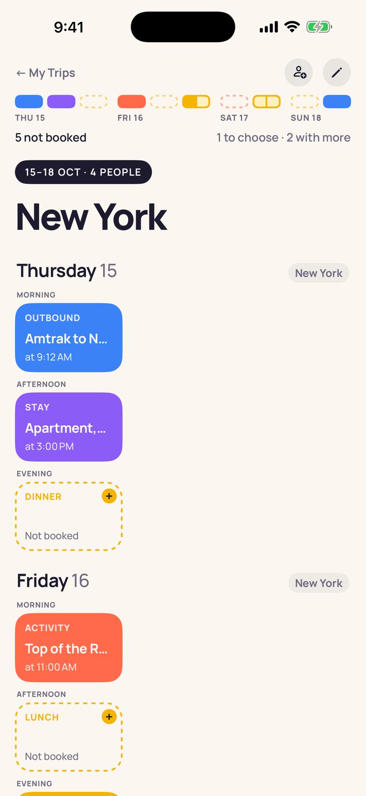 A whole New York trip in NotBooked with booked plans and what is still missing