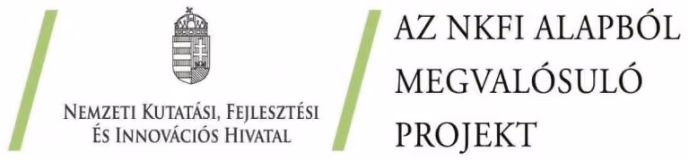 Logo of the Nemzeti Kutatási, Fejlesztési és Innovációs Hivatal with a Hungarian coat of arms to the left and text indicating a project realized from the NKFI Fund on the right.