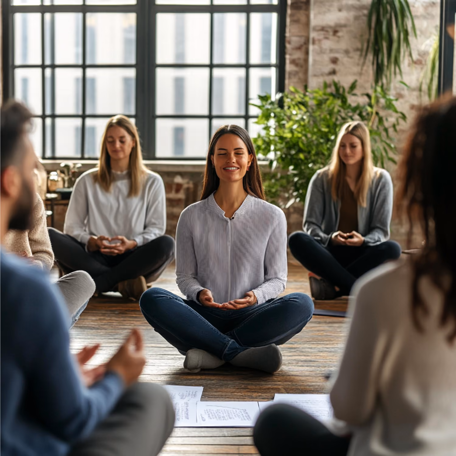 Office yoga workplace session