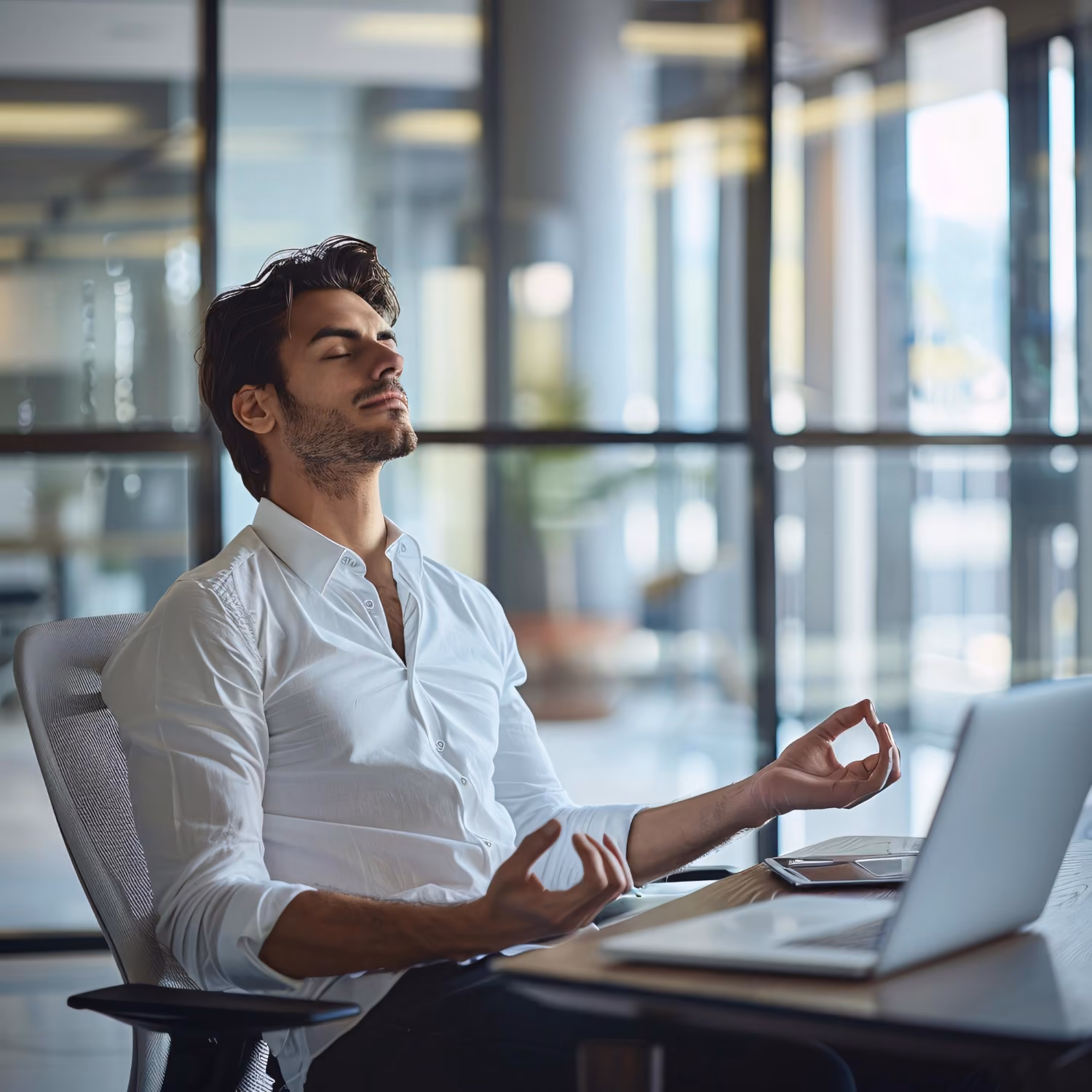 Office yoga workplace session