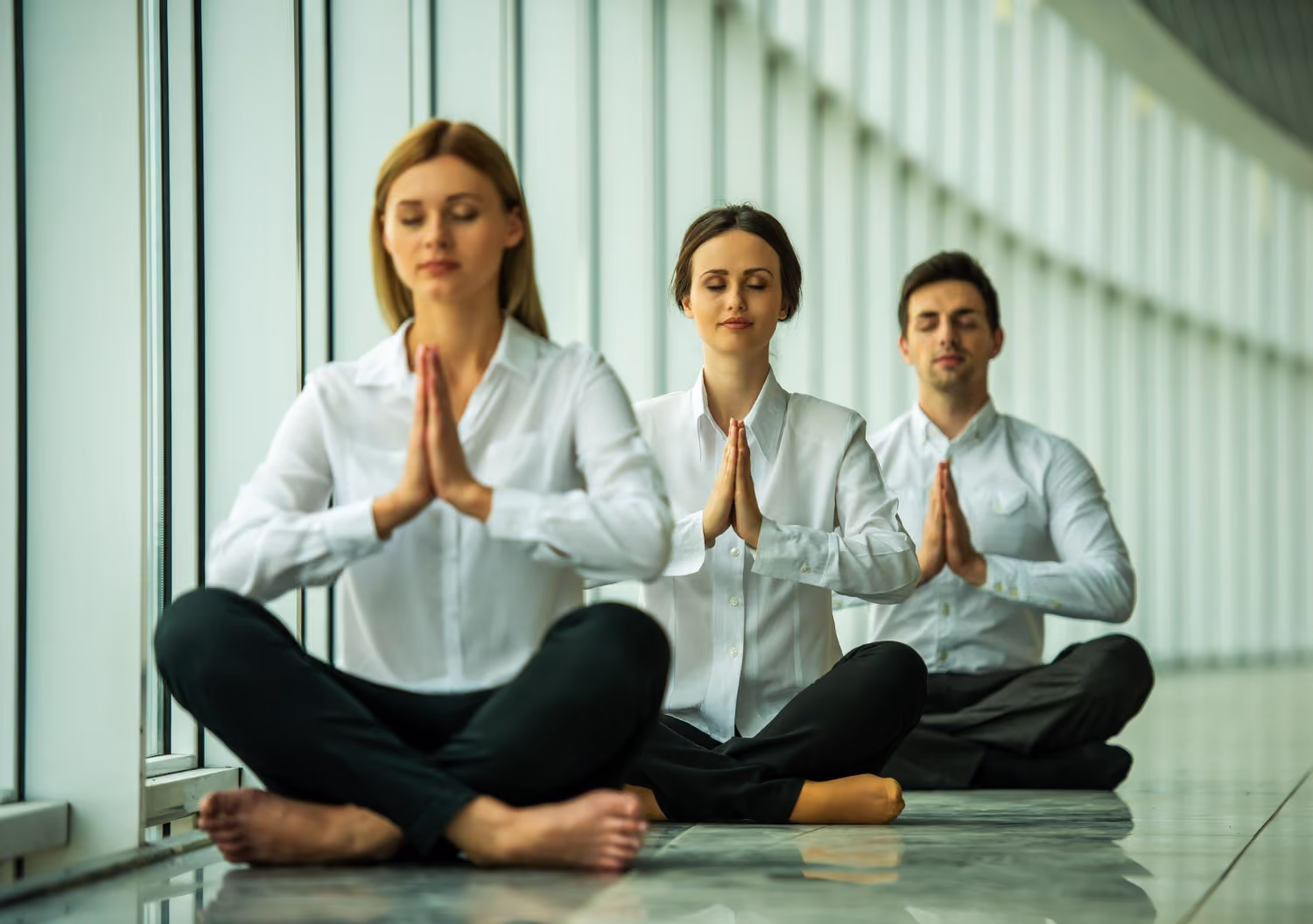 Office yoga workplace session