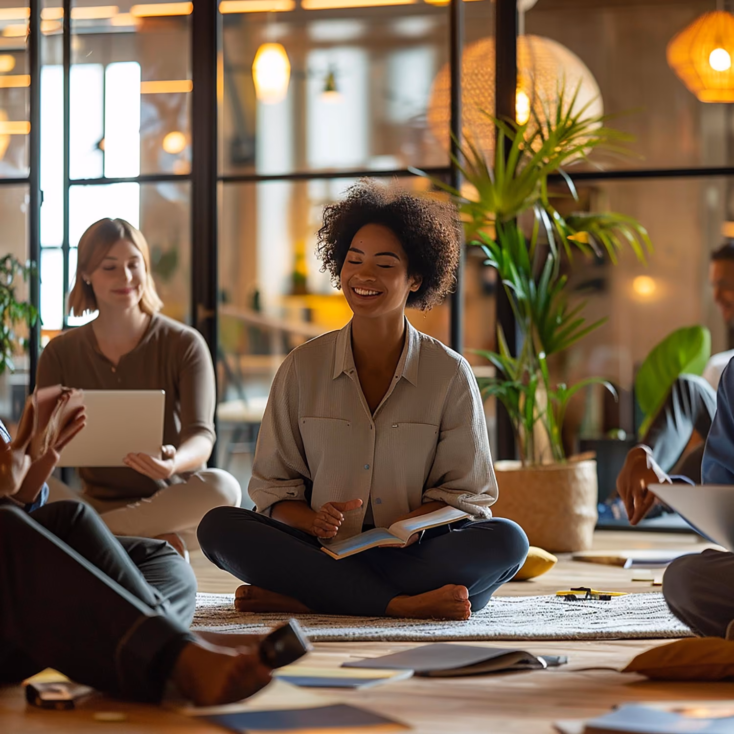 Office yoga workplace session
