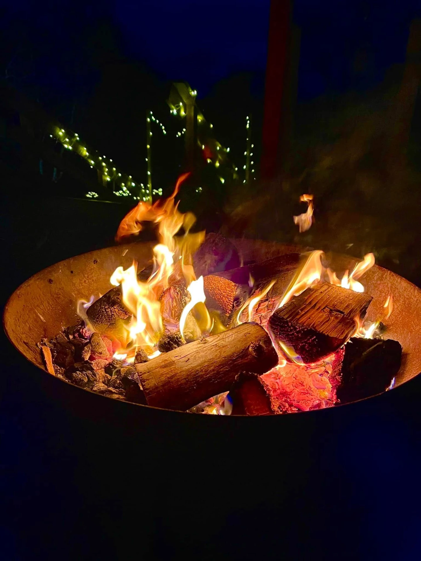 A warming outdoor fire at Zen at the Glen