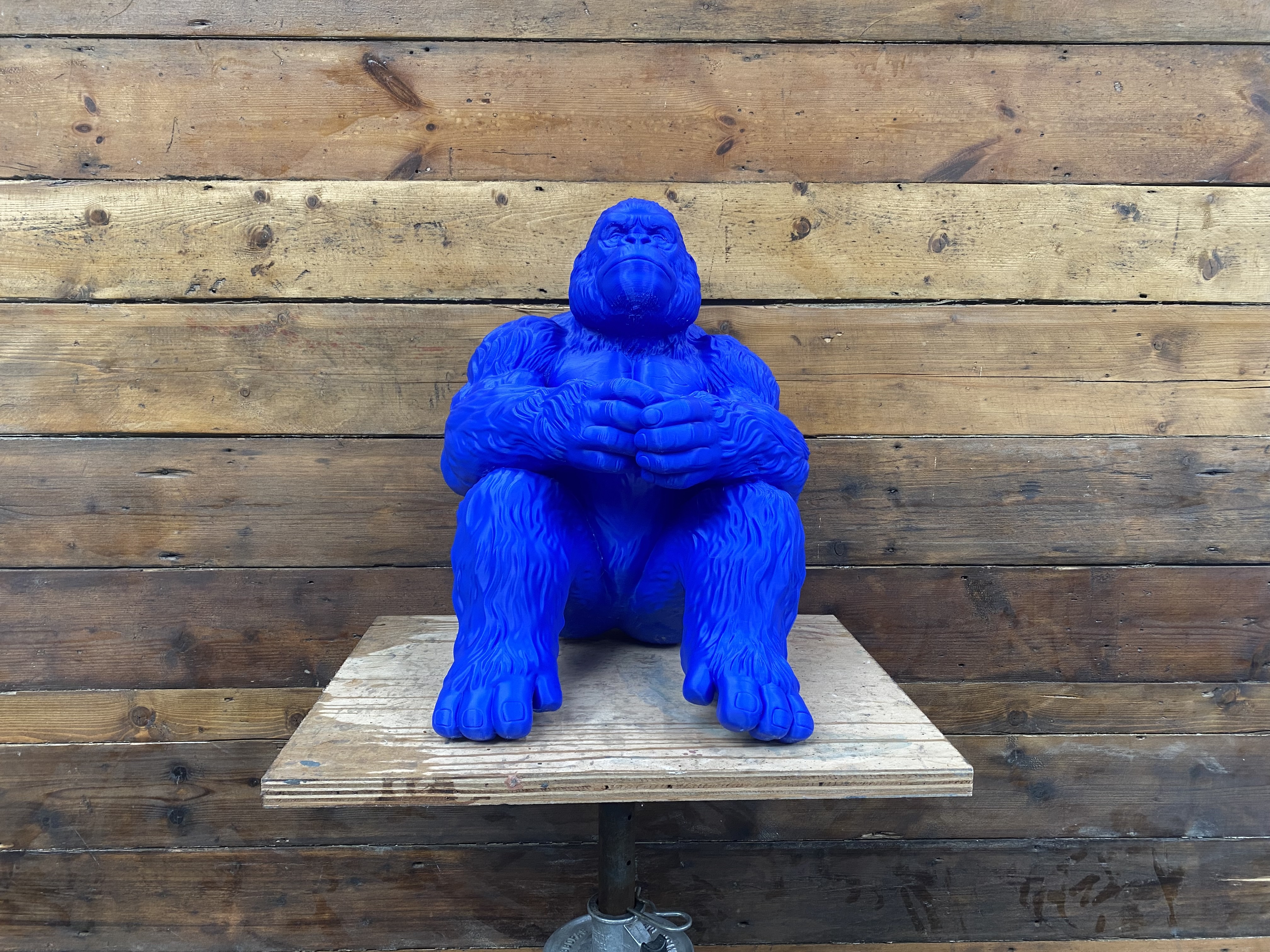 Large blue 3D printed gorilla at From Life Studios