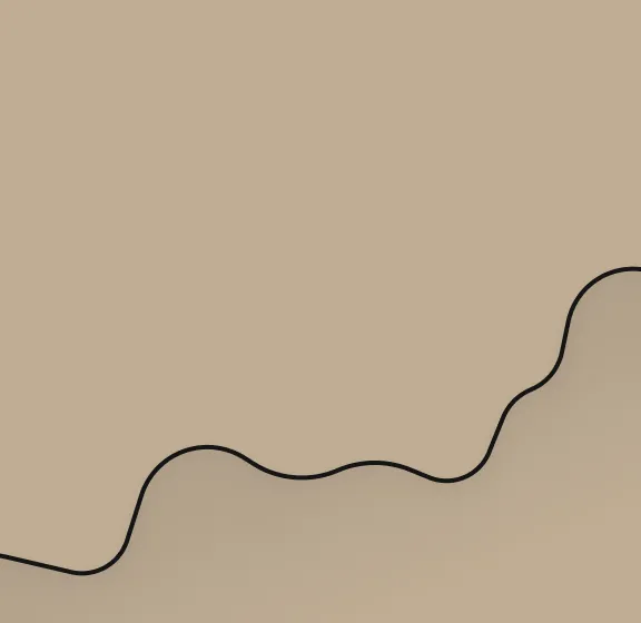 Abstrakte Grafik mit einer schwarzen, wellenförmigen Linie auf beigem Hintergrund.