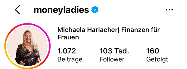 Instagram-Profil von Money Ladies, Kunde von Teaching Socials