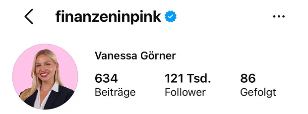 Instagram-Profil von Finanzen in Pink, Kunde von Teaching Socials